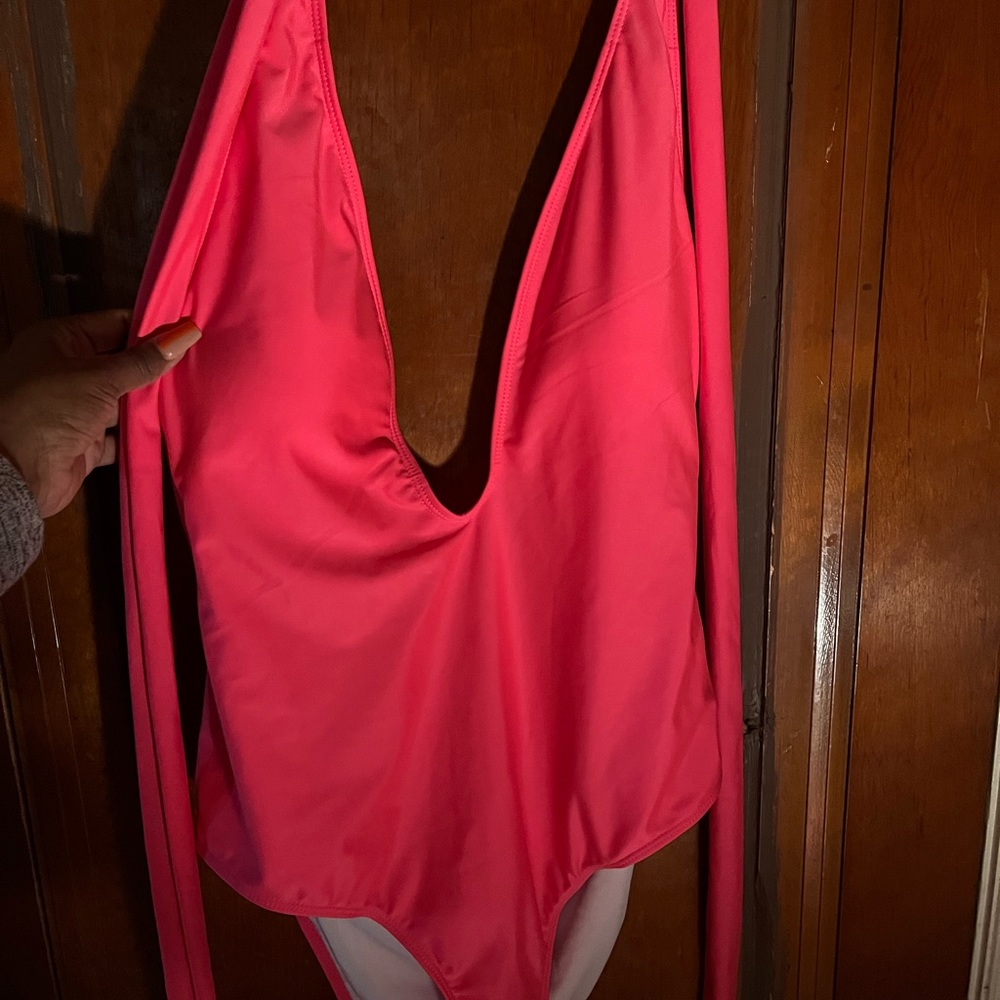 Pink one piece swim suit